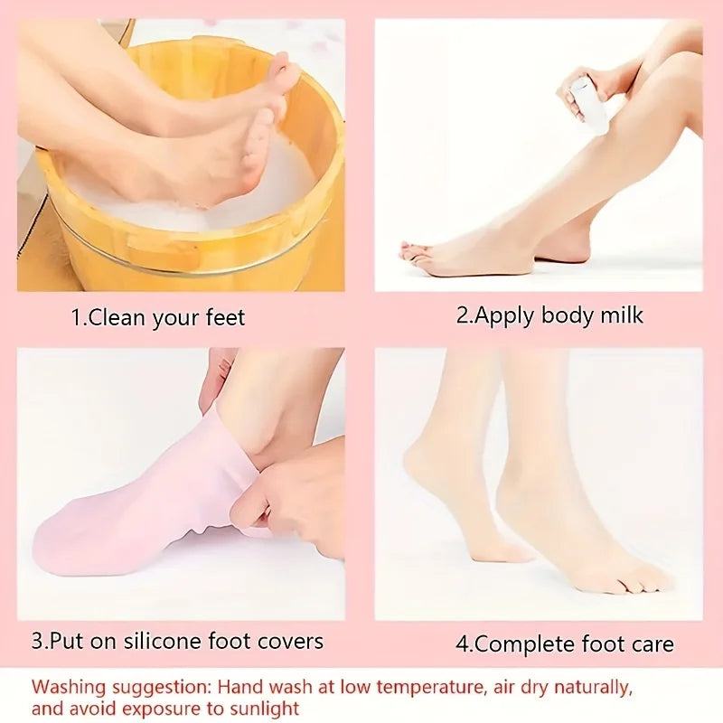 2 Pieces Silicone Foot Care Socks, Moisturizing Protection,