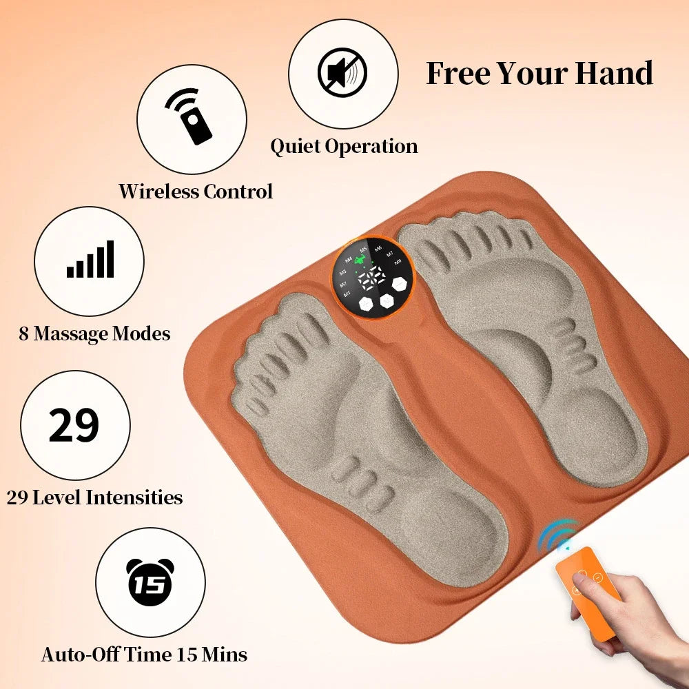 3D Smart Foot Massage Pad RF Remote Feet Massager 8 Modes 29 Levels