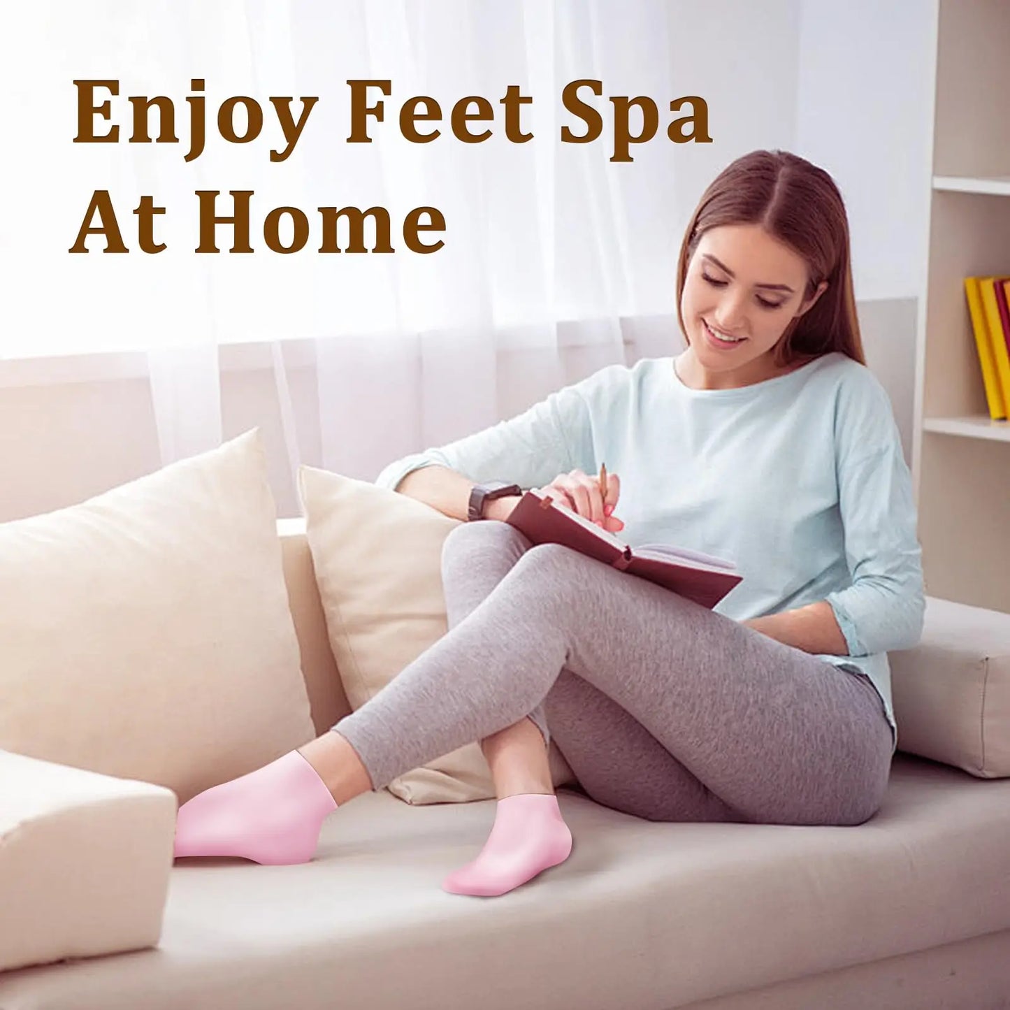 2 Pieces Silicone Foot Care Socks, Moisturizing Protection,